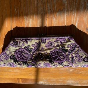 Embroidered Purple and Gold Clutch